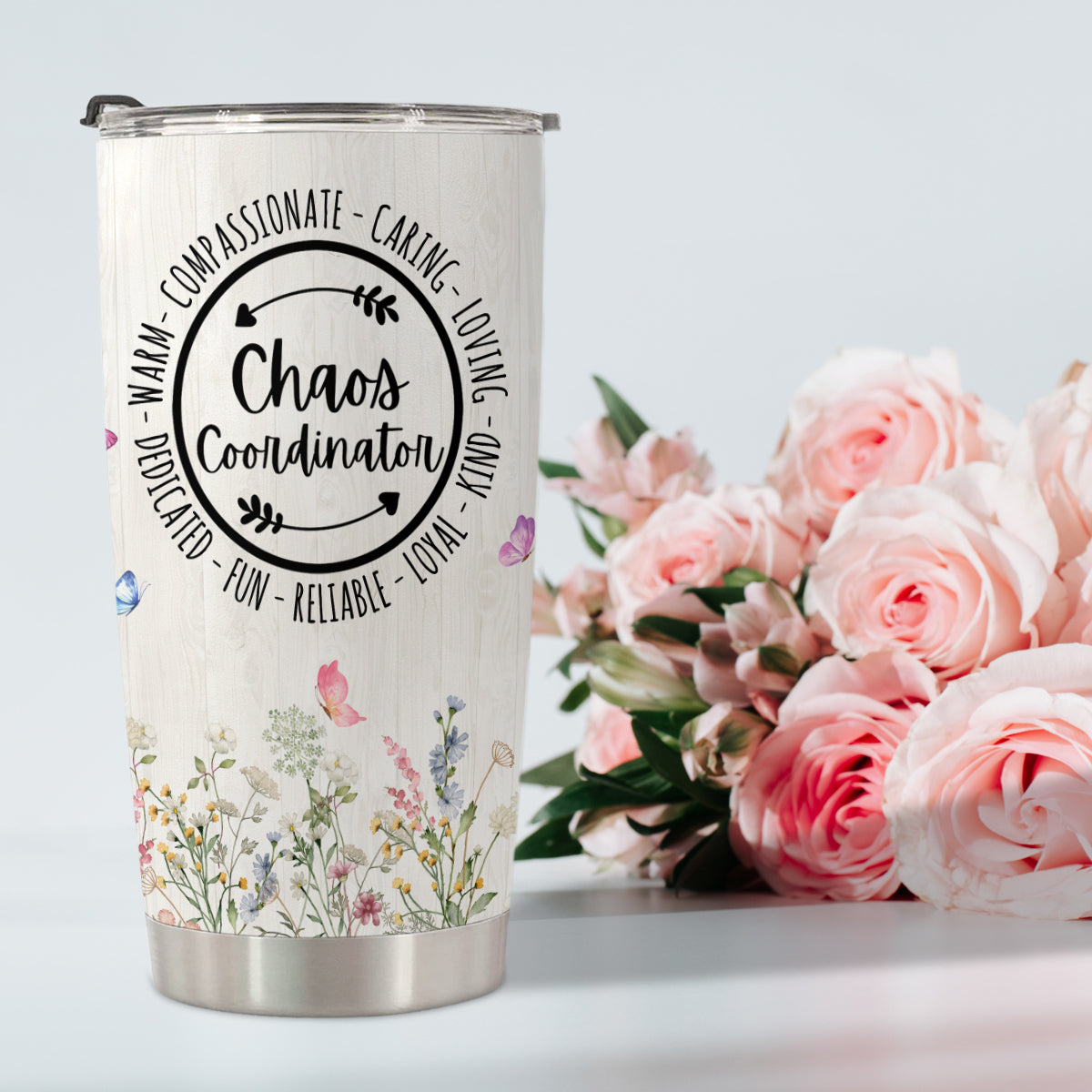 HOMISBES Chaos Coordinator gifts - Chaos Coordinator Travel Mug with Straw for Mom Coworker Boss Manager Employee - Stainless Steel Tumbler Cup 20oz…